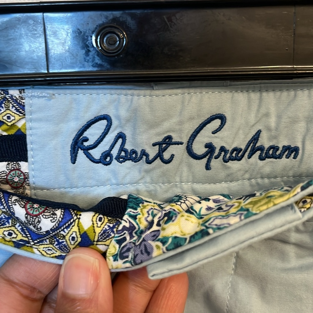 Robert Graham Blue Cotton Classic Fit Floral Lined Flat Front Shorts Sz 32 - Picture 4 of 17